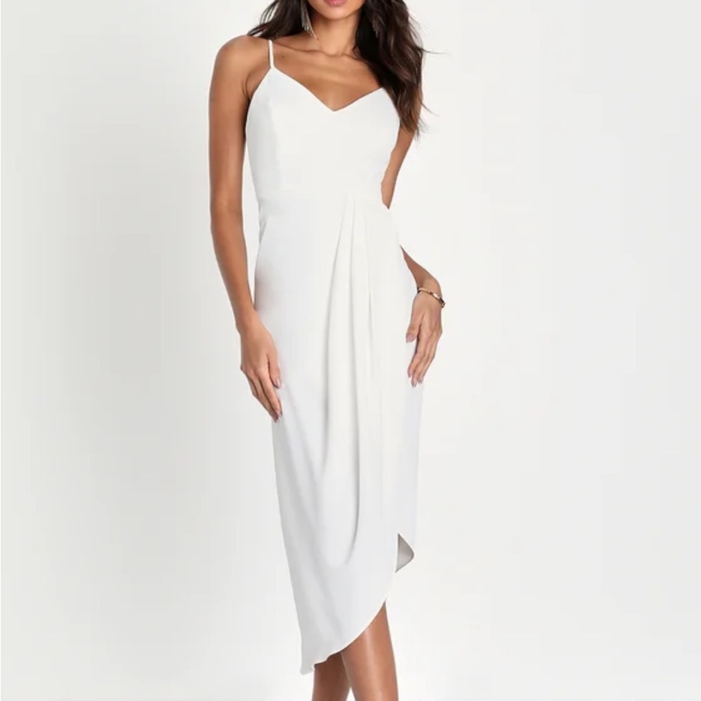 Lulu's White Asymmetrical Wrap Sundress